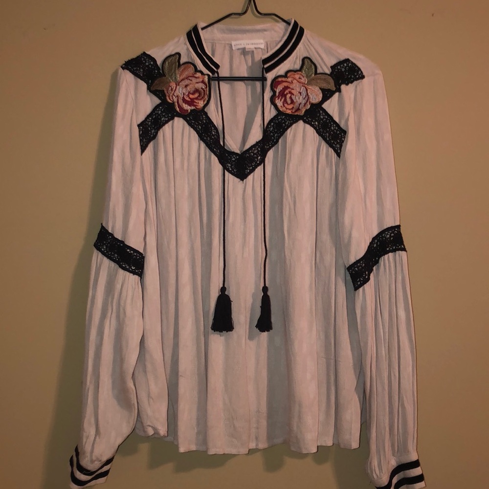Tan embroidered blouse